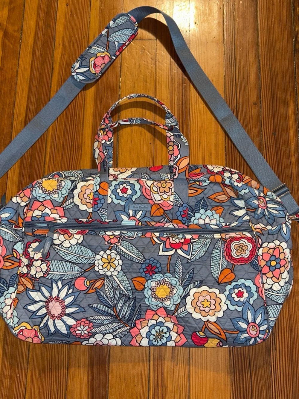 Vera Bradley Blue Floral Quilted Weekender Bag